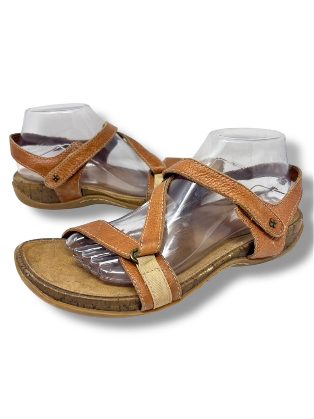 Naturalizer Montecristo Brown Leather Open Toe Strappy Sandal 1” Wedge Size 10